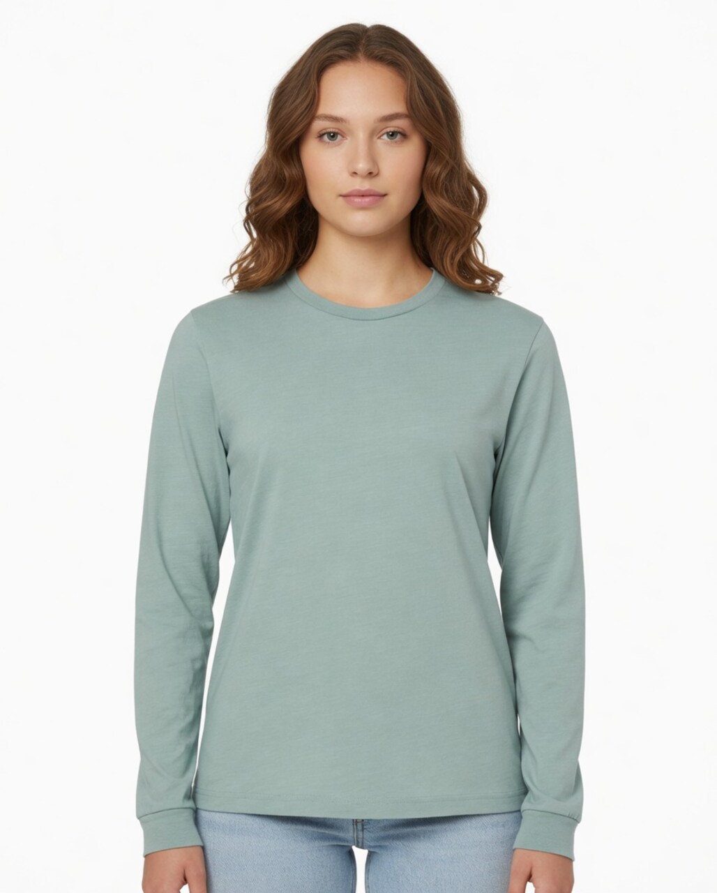 BELLA + CANVA Heather CVC Long Sleeve Crewneck T-Shirt for Layering Style & Custom Print Essential Tee